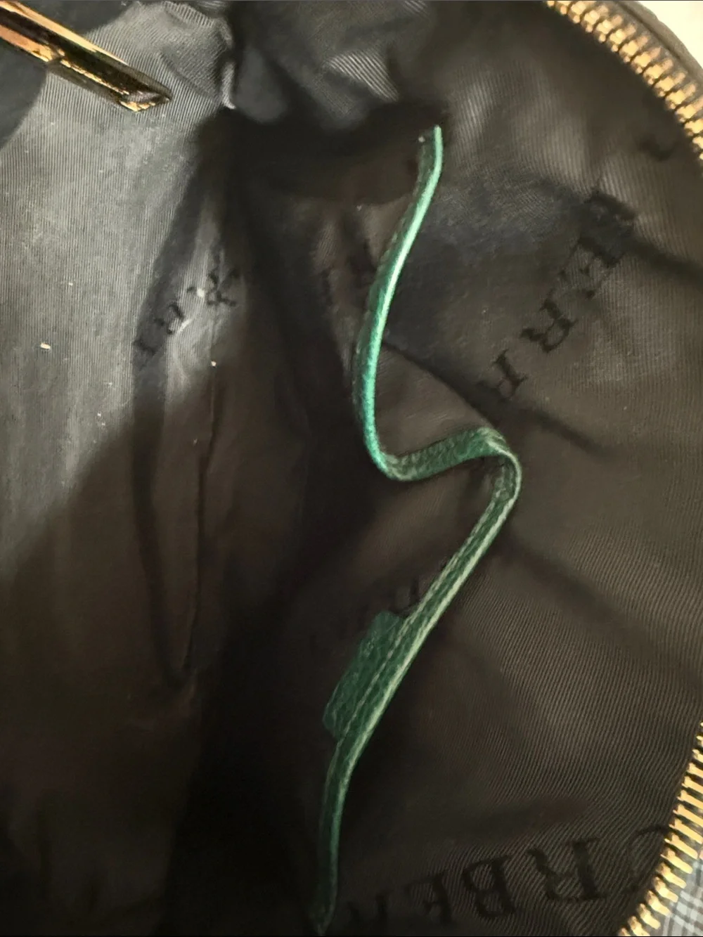 Burberry Dark Green Pebbled Leather Top-Handle Satchel